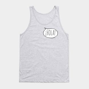 Cheerful ¡HOLA! with white speech bubble on yellow (Español / Spanish) Tank Top